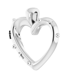 R45424 Pendant Platinum 18.55 X 17.15 Mm Polished Heart Rosary Pendant With Raised Cross And Raised Bead Detail