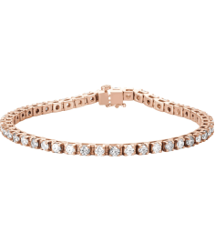 Brc12 Bracelet Set 14K Rose Round Natural Diamond 3Mm 4 34 Ctw I1, G-H 7 In Polished Line Bracelet