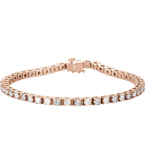 Brc12 Bracelet Set 14K Rose Round Natural Diamond 3Mm 4 34 Ctw I1, G-H 7 In Polished Line Bracelet