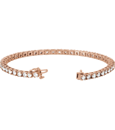 Brc12 Bracelet Set 14K Rose Round Natural Diamond 3Mm 4 34 Ctw I1, G-H 7 In Polished Line Bracelet