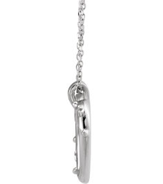 R45424 Necklace Sterling Silver 18.55 X 17.15 Mm 16-18 In Polished Heart Rosary Necklace With Raised Cross And Raised Bead Detail