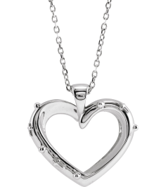 R45424 Necklace 14K White 18.55 X 17.15 Mm 16-18 In Polished Heart Rosary Necklace With Raised Cross And Raised Bead Detail