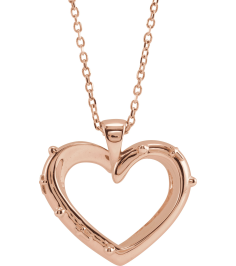 R45424 Necklace 14K Rose 18.55 X 17.15 Mm 16-18 In Polished Heart Rosary Necklace With Raised Cross And Raised Bead Detail