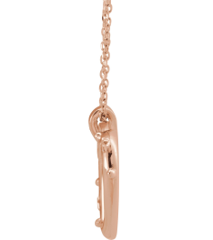 R45424 Necklace 14K Rose 18.55 X 17.15 Mm 16-18 In Polished Heart Rosary Necklace With Raised Cross And Raised Bead Detail