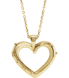 R45424 Necklace 14K Yellow 18.55 X 17.15 Mm 16-18 In Polished Heart Rosary Necklace With Raised Cross And Raised Bead Detail