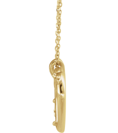 R45424 Necklace 14K Yellow 18.55 X 17.15 Mm 16-18 In Polished Heart Rosary Necklace With Raised Cross And Raised Bead Detail