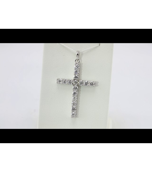 R42308 Necklace Set 14K White Round Natural Diamond 1.3Mm 18 Ctw I1, G-H 18 In Polished 18 Ctw Natural Diamond Accented Cross Necklace