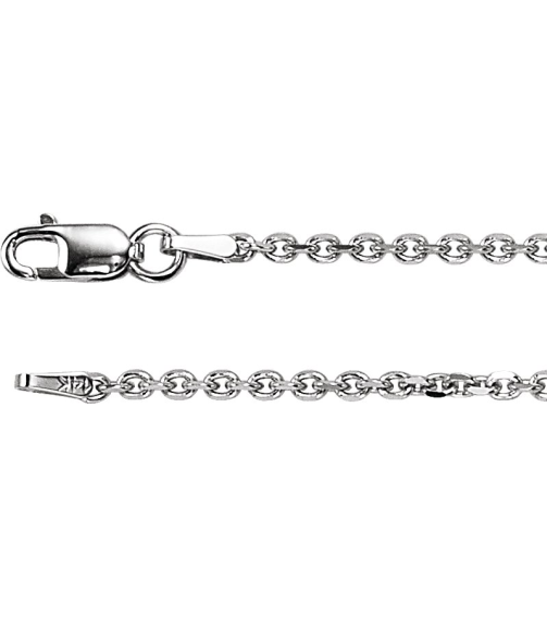 Ch125 14K White Cable 1.75 Mm 24 In Lobster Clasp Diamond-Cut Diamond-Cut Cable Chain