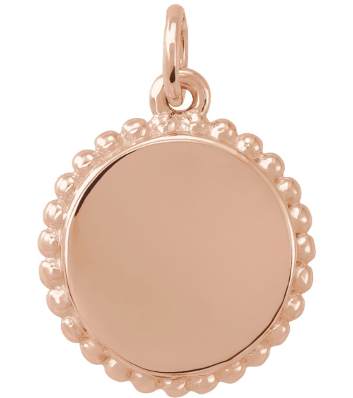 86472 Pendant 18K Rose Gold-Plated Sterling Silver 15.3 X 11.7 Mm Polished Engravable Round Beaded Pendant