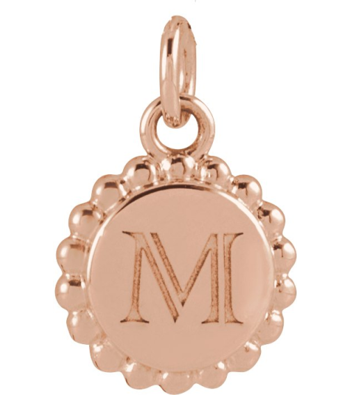 86472 Pendant 18K Rose Gold-Plated Sterling Silver 15.3 X 11.7 Mm Polished Engravable Round Beaded Pendant