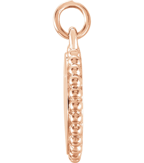 86472 Pendant 18K Rose Gold-Plated Sterling Silver 15.3 X 11.7 Mm Polished Engravable Round Beaded Pendant