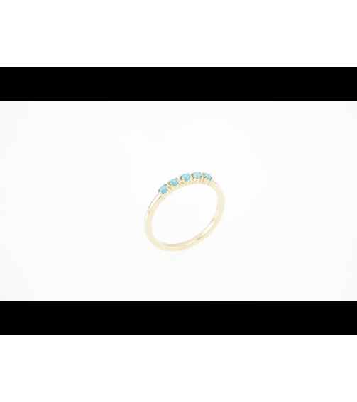 72176 Ring Set 14K Yellow Natural Turquoise Round 2 Mm Polished Natural Turquoise Cabochon Stackable Ring