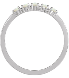 72176 Ring Set Sterling Silver Natural White Opal Round 2 Mm Polished Natural White Opal Cabochon Stackable Ring