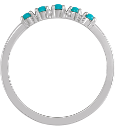 72176 Ring Set Platinum Natural Turquoise Round 2 Mm Polished Natural Turquoise Cabochon Stackable Ring