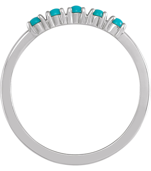 72176 Ring Set Platinum Natural Turquoise Round 2 Mm Polished Natural Turquoise Cabochon Stackable Ring