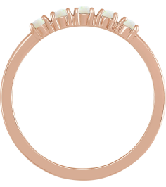 72176 Ring Set 14K Rose Natural White Opal Round 2 Mm Polished Natural White Opal Cabochon Stackable Ring