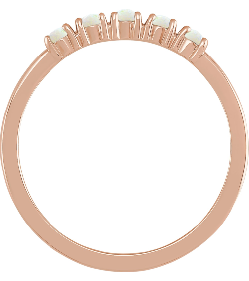 72176 Ring Set 14K Rose Natural White Opal Round 2 Mm Polished Natural White Opal Cabochon Stackable Ring