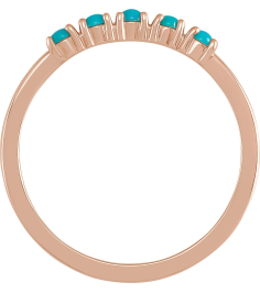 72176 Ring Set 14K Rose Natural Turquoise Round 2 Mm Polished Natural Turquoise Cabochon Stackable Ring