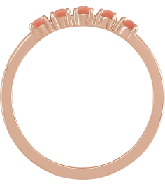 72176 Ring Set 14K Rose Natural Pink Coral Round 2 Mm Polished Natural Coral Cabochon Stackable Ring