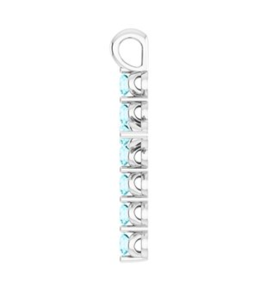 R42363 Pendant 14K White Set Natural Blue Zircon Round 2 Mm 18.4 X 10.8 Mm Polished Natural Blue Zircon Cross Pendant