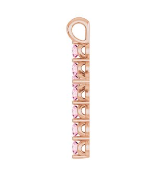 R42363 Pendant 14K Rose Set Natural Pink Tourmaline Round 2 Mm 18.4 X 10.8 Mm Polished Natural Pink Tourmaline Cross Pendant