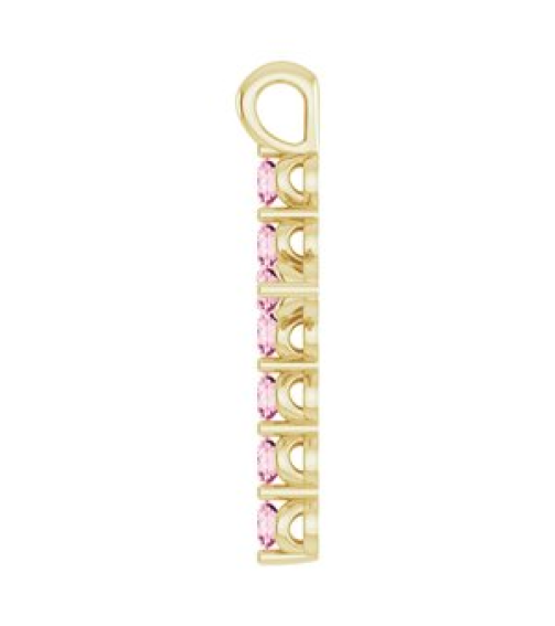 R42363 Pendant 14K Yellow Set Natural Pink Tourmaline Round 2 Mm 18.4 X 10.8 Mm Polished Natural Pink Tourmaline Cross Pendant