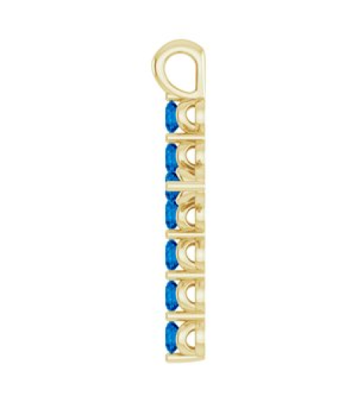 R42363 Pendant 14K Yellow Set Natural Blue Sapphire Round 2 Mm 18.4 X 10.8 Mm Polished Natural Blue Sapphire Cross Pendant