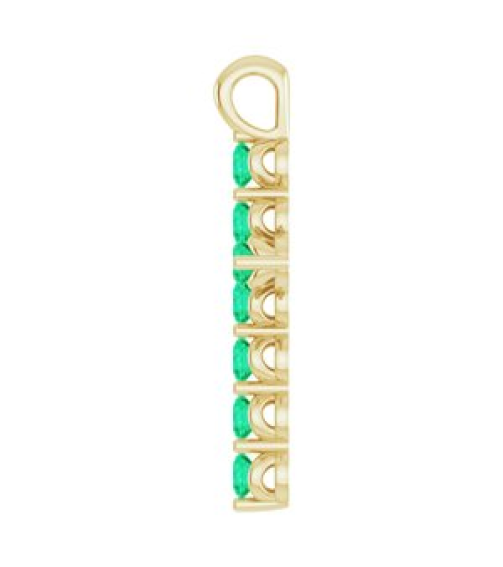 R42363 Pendant 14K Yellow Set Lab-Grown Emerald Round 2 Mm 18.4 X 10.8 Mm Polished Lab-Grown Emerald Cross Pendant