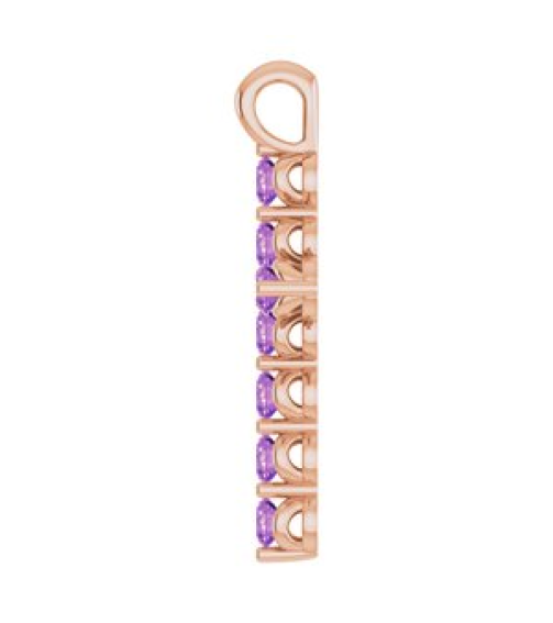 R42363 Pendant 14K Rose Set Natural Amethyst Round 2 Mm 18.4 X 10.8 Mm Polished Natural Amethyst Cross Pendant