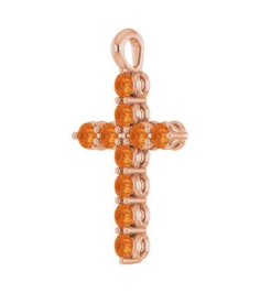 R42363 Pendant 14K Rose Set Natural Citrine Round 2 Mm 18.4 X 10.8 Mm Polished Natural Citrine Cross Pendant