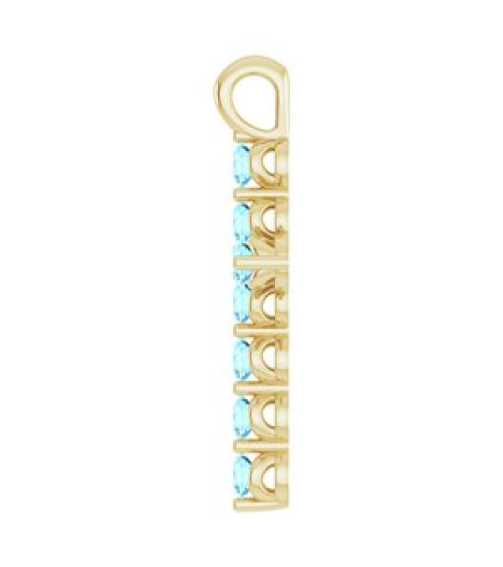R42363 Pendant 14K Yellow Set Natural Aquamarine Round 2 Mm 18.4 X 10.8 Mm Polished Natural Aquamarine Cross Pendant