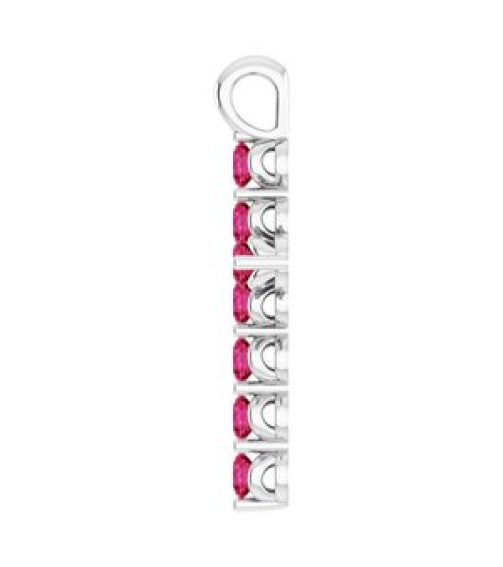 R42363 Pendant 14K White Set Lab-Grown Ruby Round 2 Mm 18.4 X 10.8 Mm Polished Lab-Grown Ruby Cross Pendant