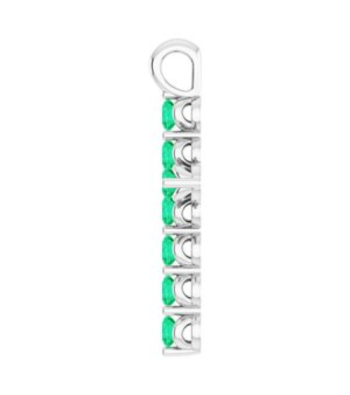 R42363 Pendant Platinum Set Lab-Grown Emerald Round 2 Mm 18.4 X 10.8 Mm Polished Lab-Grown Emerald Cross Pendant