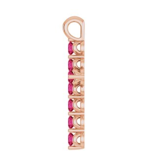 R42363 Pendant 14K Rose Set Natural Ruby Round 2 Mm 18.4 X 10.8 Mm Polished Natural Ruby Cross Pendant