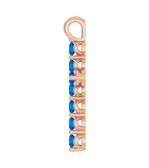 R42363 Pendant 14K Rose Set Natural Blue Sapphire Round 2 Mm 18.4 X 10.8 Mm Polished Natural Blue Sapphire Cross Pendant