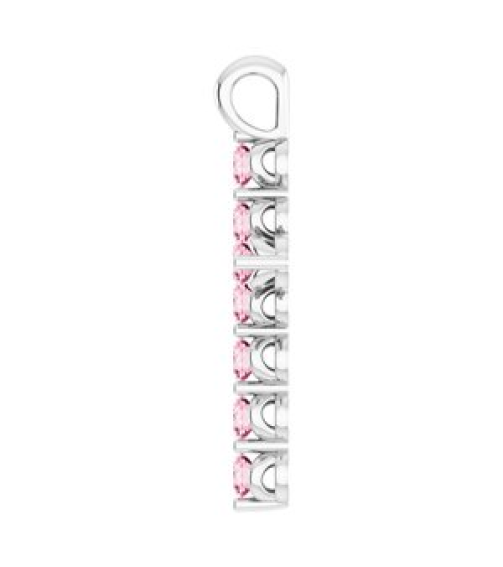 R42363 Pendant Platinum Set Natural Pink Tourmaline Round 2 Mm 18.4 X 10.8 Mm Polished Natural Pink Tourmaline Cross Pendant
