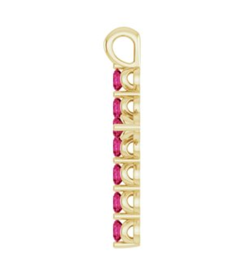 R42363 Pendant 14K Yellow Set Natural Ruby Round 2 Mm 18.4 X 10.8 Mm Polished Natural Ruby Cross Pendant