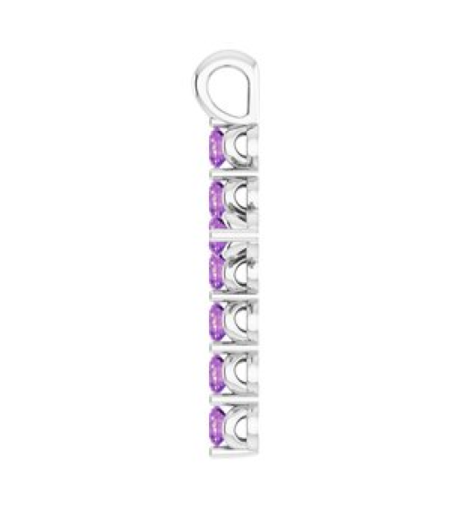 R42363 Pendant 14K White Set Natural Amethyst Round 2 Mm 18.4 X 10.8 Mm Polished Natural Amethyst Cross Pendant