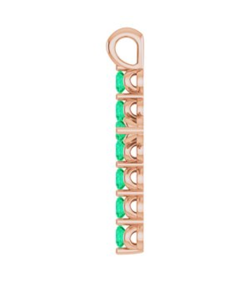 R42363 Pendant 14K Rose Set Natural Emerald Round 2 Mm 18.4 X 10.8 Mm Polished Natural Emerald Cross Pendant