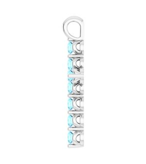 R42363 Pendant Platinum Set Natural Aquamarine Round 2 Mm 18.4 X 10.8 Mm Polished Natural Aquamarine Cross Pendant
