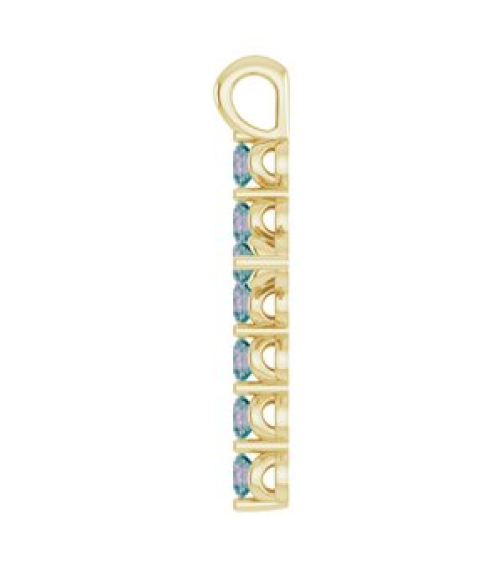 R42363 Pendant 14K Yellow Set Lab-Grown Alexandrite Round 2 Mm 18.4 X 10.8 Mm Polished Lab-Grown Alexandrite Cross Pendant