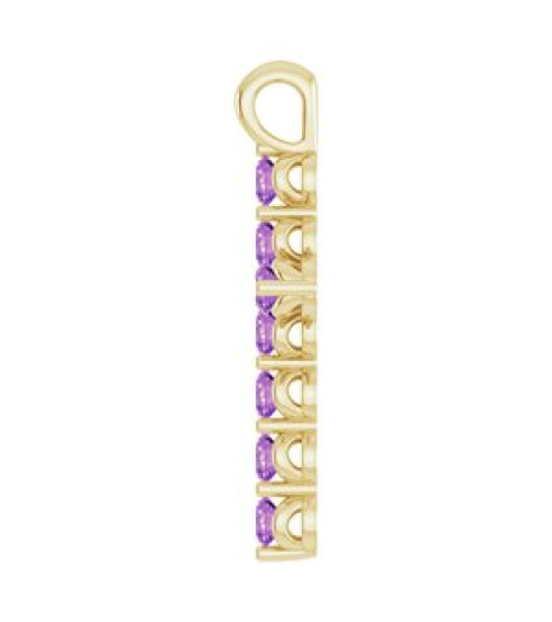 R42363 Pendant 14K Yellow Set Natural Amethyst Round 2 Mm 18.4 X 10.8 Mm Polished Natural Amethyst Cross Pendant