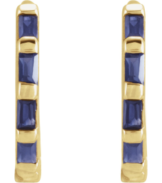 653650 Earring Set Natural Blue Sapphire Straight Baguette 1.9 X 1 Mm 14K Yellow Pair Hinged Polished Natural Blue Sapphire Hinged Hoop Earrings