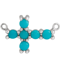 R42420 Necklace Center Set 14K White Round Natural Turquoise 2 Mm Polished Natural Turquois Sideways Cross Necklace Center