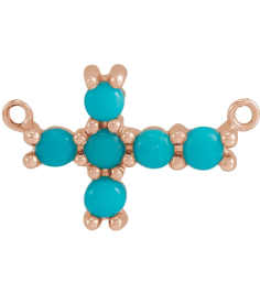 R42420 Necklace Center Set 14K Rose Round Natural Turquoise 2 Mm Polished Natural Turquois Sideways Cross Necklace Center
