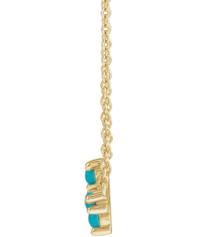 R42420 Necklace Set 14K Yellow Round Natural Turquoise 2 Mm 18 In Polished Natural Turquoise Petite Cabochon Sideways Cross Necklace