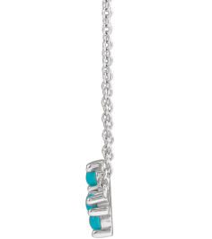 R42420 Necklace Set 14K White Round Natural Turquoise 2 Mm 18 In Polished Natural Turquoise Petite Cabochon Sideways Cross Necklace