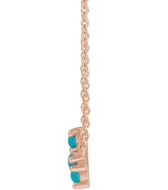 R42420 Necklace Set 14K Rose Round Natural Turquoise 2 Mm 18 In Polished Natural Turquoise Petite Cabochon Sideways Cross Necklace