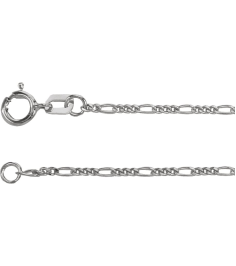 Ch1098 14K White Figaro 1.28 Mm 16 In Spring Ring Polished Figaro Chain