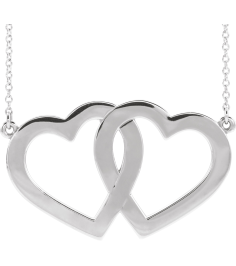 86326 Necklace Sterling Silver No Stones 18 In Polished Engravable Double Heart Necklace